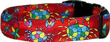 Red Stained Glass Crabs Handmade Dog Collar