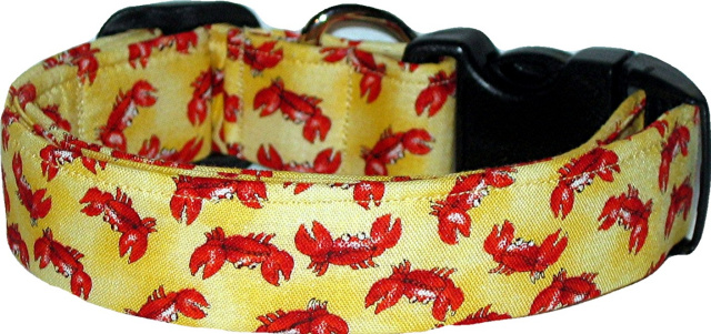 Mini Red Crabs Yellow Handmade Dog Collar
