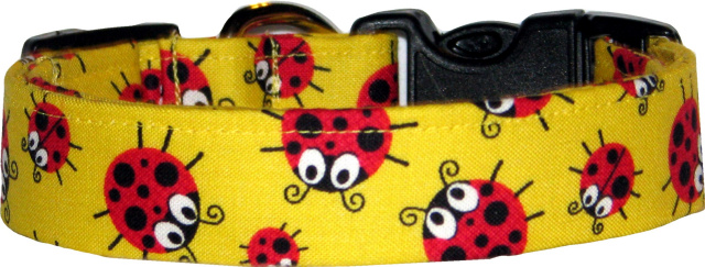 Big Ladybugs Vibrant Yellow Dog Collar