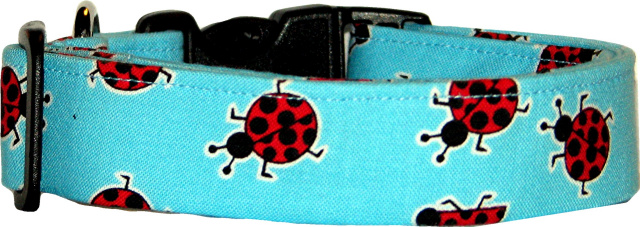 Aqua Ladybugs #2 Handmade Dog Collar