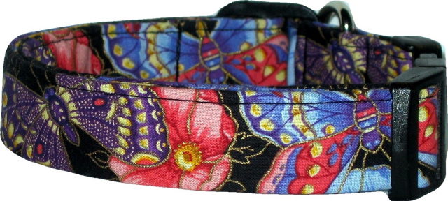 Gilded Black Butterfly Handmade Dog Collar