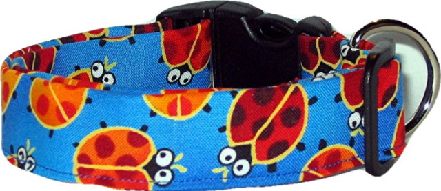 Silly Blue Ladybugs Handmade Dog Collar