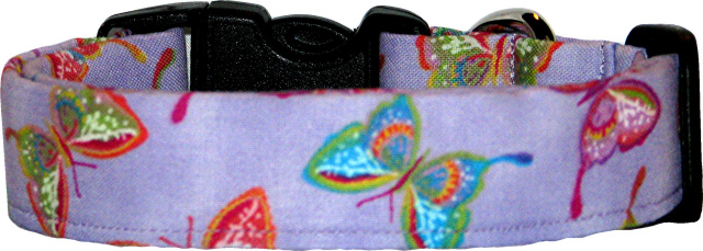 Vibrant Purple Butterflies Handmade Dog Collar
