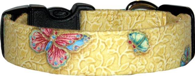 Gilded Yellow Butterfly Handmade Dog Collar