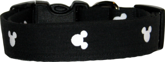 Black & White Mickey Mouse Twill Dog Collar