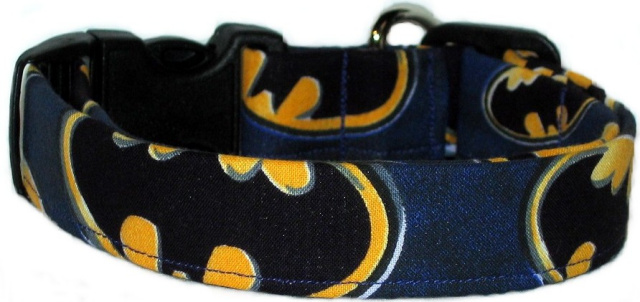 Dark Blue Batman Handmade Dog Collar