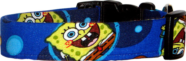 Bright Blue Sponge Bob Handmade Dog Collar