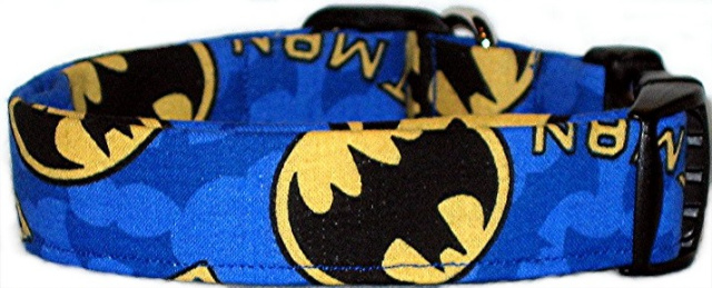 Bright Blue Batman Handmade Dog Collar