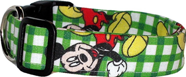 Mickey Mouse Gingham Handmade Dog Collar