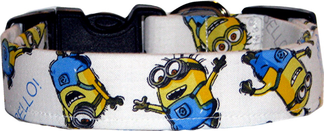 Tossed Minions White Dog Collar