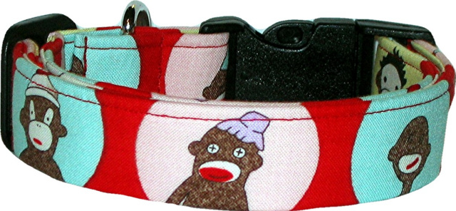 Sock Monkey Spotlight Handmade Dog Collar