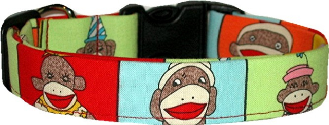 Sock Monkey Mugshots Handmade Dog Collar