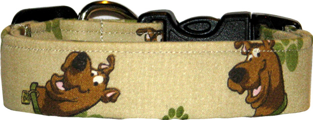 Scooby Doo on Tan Handmade Dog Collar