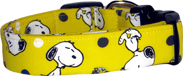 Vibrant Yellow Snoopy Dog Collar