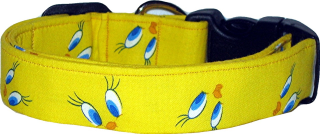 Yellow Tweety Bird Eyes Dog Collar