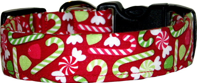 Red Christmas Candy Handmade Dog Collar