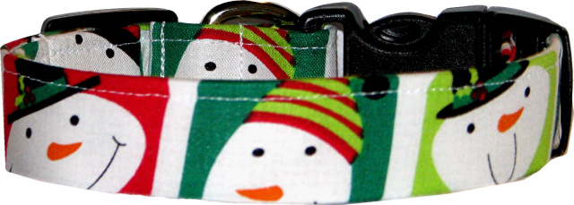 Big Snowman Faces White Custom Dog Collar