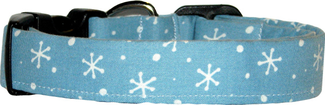 Blue Sprocket Snowflakes Handmade Dog Collar