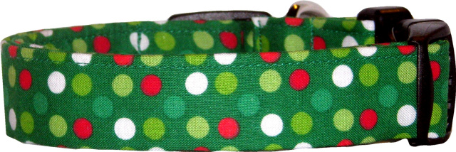 Mini Christmas Polka Dots Handmade Dog Collar