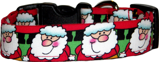 Line of Jolly Santas Dog Collar