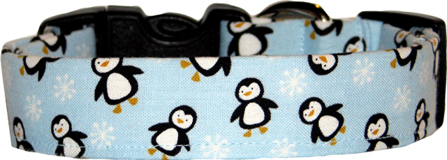 Mini Fat Penguins Blue Dog Collar