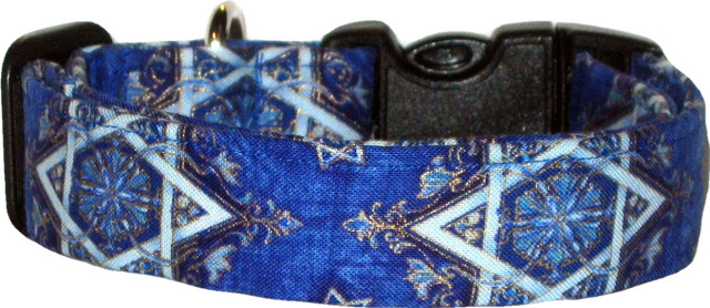 Royal Blue Star of David Handmade Dog Collar