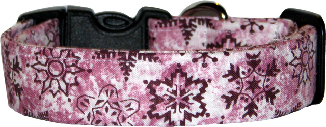 White & Purple Snowflakes Handmade Dog Collar