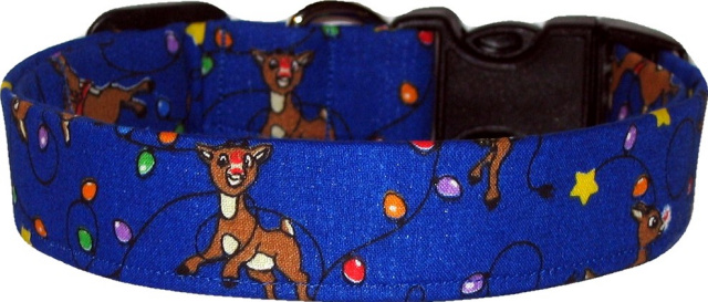 Rudolph the Red Nosed Reindeer Handmade Dog Collar