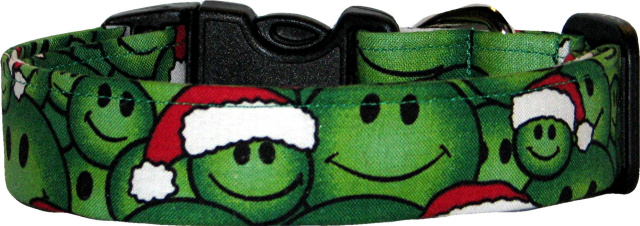 Christmas Smiley Faces Handmade Dog Collar