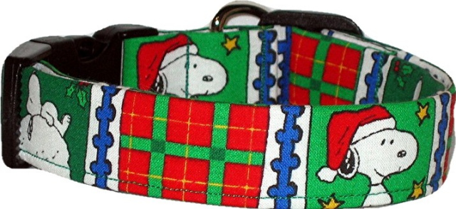 Christmas Plaid "Cartoon Dog" Handmade Dog Collar