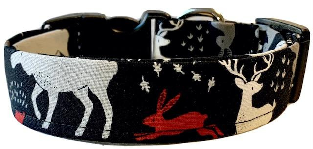 Black Winter Animals Handmade Dog Collar