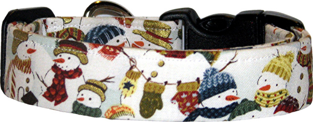 Winter White Snowmen Handmade Dog Collar