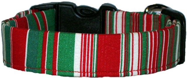 Christmas Stripes Handmade Dog Collar