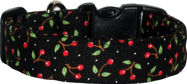 Black Mini Cherries Handmade Dog Collar