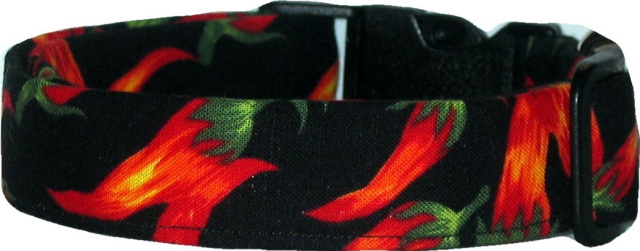 Black & Red Chili Peppers Handmade Dog Collar