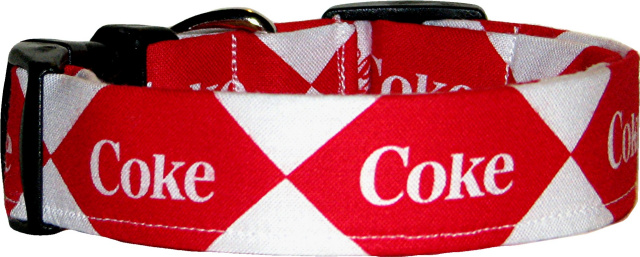 Coca-Cola Coke Diamonds Dog Collar - White