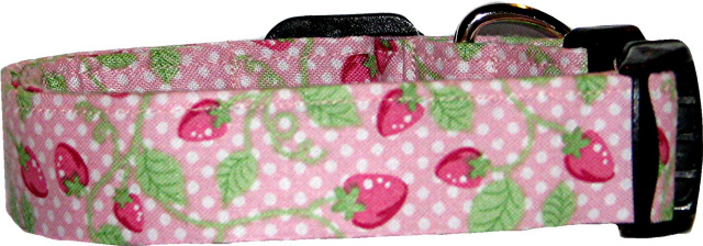 Strawberries & Polka Dots Handmade Dog Collar