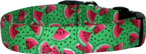 Watermelon Slices on Green Handmade Dog Collar