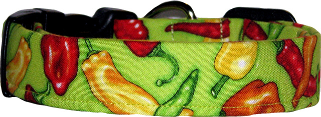 Lime Chili Peppers #2 Handmade Dog Collar