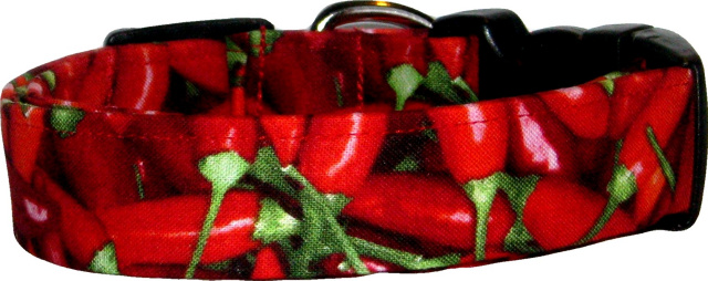 Real Red Chili Peppers Handmade Dog Collar