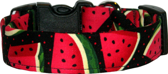 Watermelon Slices Black Handmade Dog Collar