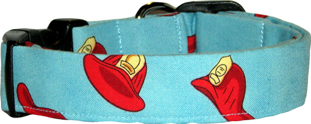 Aqua Fireman Helmets Handmade Dog Collar