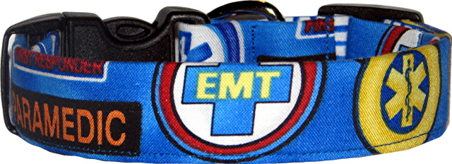 Bright Blue EMT Paramedic Nursing Dog Collar