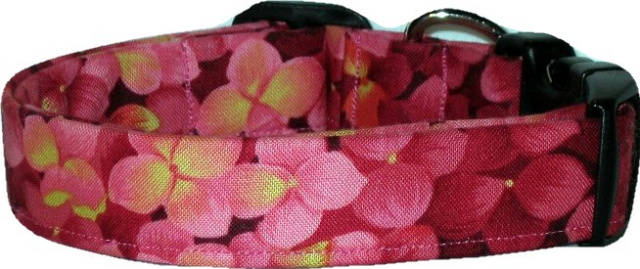 Pink Hydrangeas Handmade Dog Collar