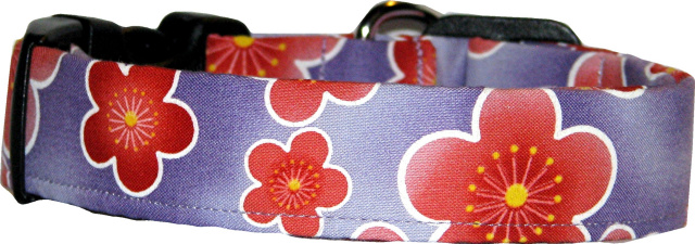 Violet & Red Asian Handmade Dog Collar