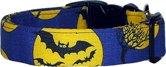 Indigo Moon & Bats Handmade Dog Collar