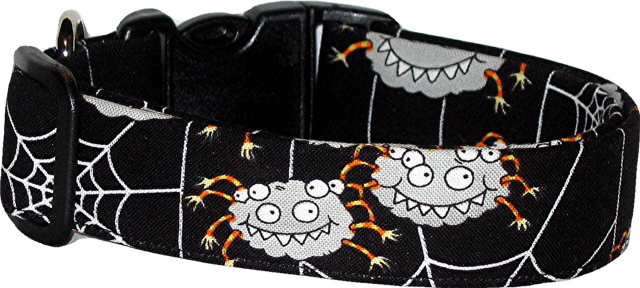 Silly Spiders on Black Handmade Dog Collar