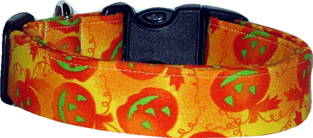 Bright Jack O'Lanterns Handmade Dog Collar