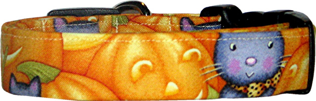 Cats & Bats in Pumpkin Patch Dog Collar