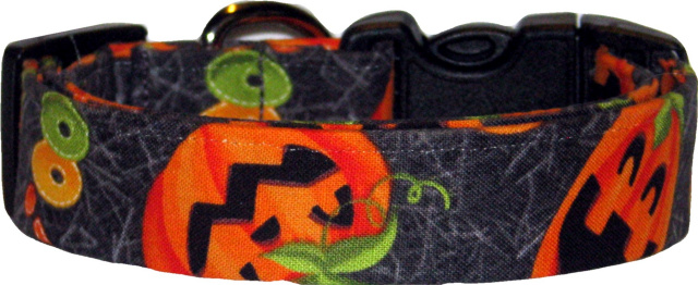 Jack O'Lanterns BOO! Charcoal Dog Collar